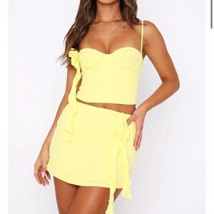 White Fox Yellow skirt and corset set - Size M